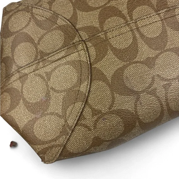 Coach & Keith Haring Monogram Brown Tan Tote Bag with Yellow Barking Dog - Picture 7 of 13